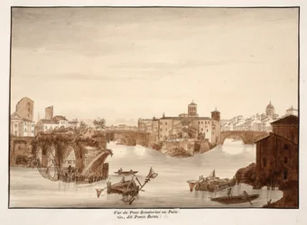 Ansicht der Palatin- oder Senatorius-Brücke, genannt Ponte Rotto, 1833